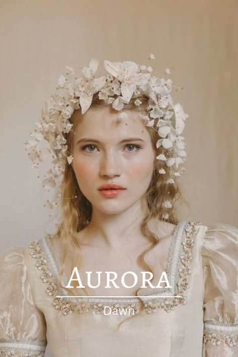 Aurora meaning dawn #character #girlnames #characternames #characterinspiration #prettynames #prettygirlnames #writer #writing #author #nameideas #romanticnames #beautifulnames #princessnames #royaltynames #elegantnames #edgynames #romanticgirlnames #aesthetic #elegant #princess #queen #whimsicalnames #whimsicalgirlnames Aurora Meaning, Butterfly Flower Crown, Crown Butterfly, Butterfly Crown, Silk Butterfly, Fire And Blood, Pretty Names, Rose Gold Crystal, Flower Crown Wedding