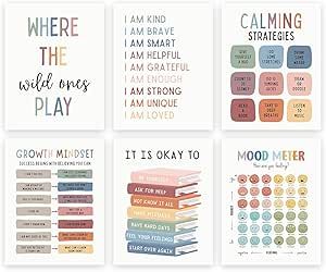 Affirmations Wall Decor, Playroom Artwork, Mindset Poster, Affirmations Wall, Educational Decor, School Counselor Office, Calming Corner, Sensory Wall, Sensory Therapy