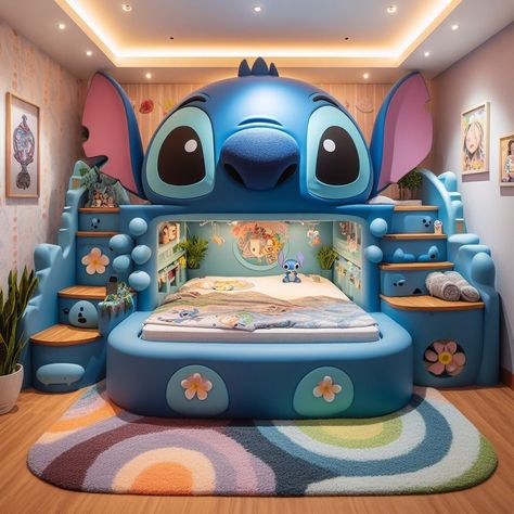 Stitch Bedroom, Stitch Bed, Lilo And Stitch Toys, Stitch Decor, Fall Bedroom Ideas, Lilo And Stitch Characters, Bed Aesthetic, Lilo And Stitch Merchandise, Disney Room Decor