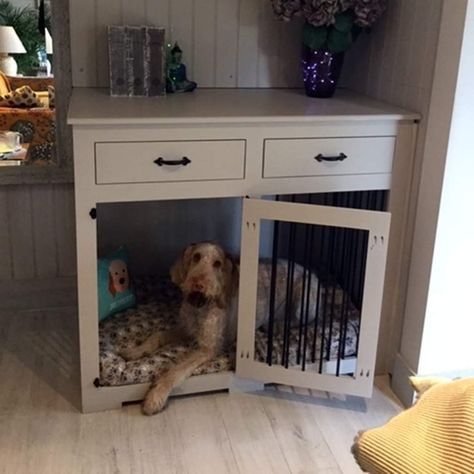 www.clarfurniture.co.uk Dog Kennels Indoor, Indoor Dog Kennels, Rustic Hallway Table, Dog Room Decor, Furniture Style Dog Crate, Stylish Dog Beds, Indoor Dog Kennel, Diy Dog Crate, Puppy Room