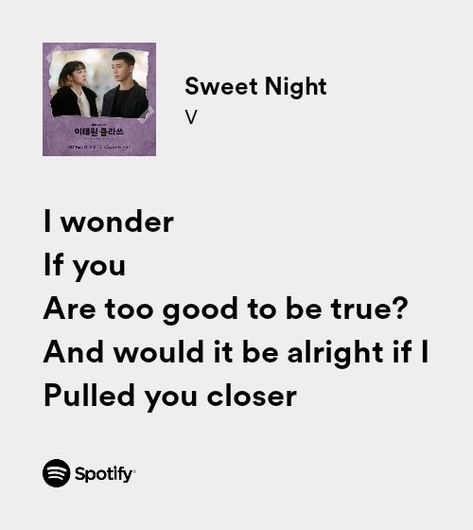 V Songs Lyrics, Sweet Lyrics Spotify, Sweet Night Lyrics, Sweet Night V Bts, Pretty Sentences, V Lyrics, Night Spotify, Discord Status, Nights Lyrics