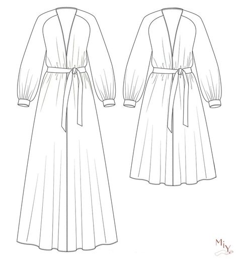 Long Dressing Gown Robe or Maternity Dress PDF Sewing Pattern and Tutorial sizes 34-44 in english Kimono Sewing, Dressing Gown Pattern, Kimono Sewing Pattern, Robe Diy, Gown Sewing Pattern, Clothing Projects, Women Kimono, Women's Sewing Pattern, Kimono Dressing Gown