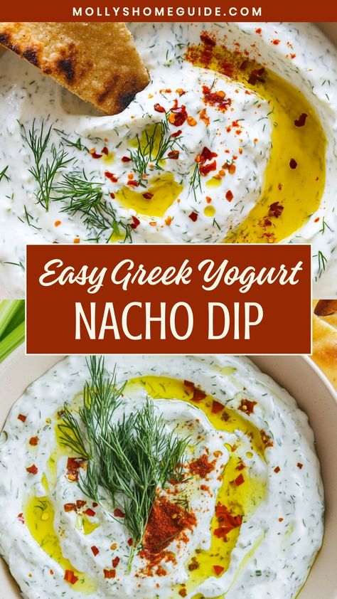 Delight your taste buds with a creamy and flavorful Greek yogurt nacho dip perfect for any occasion. This easy-to-make recipe combines the richness of Greek yogurt with the savory kick of nacho flavors, creating a crowd-pleasing appetizer or snack option. Whether you're hosting a party or simply craving a tasty treat, this dip is sure to satisfy your cravings. Enjoy it with crispy tortilla chips, fresh veggies, or use it as a delicious topping for dishes like baked potatoes or tacos. Savory Greek Yogurt Recipes, Greek Yogurt Chip Dip, Greek Yogurt Dip For Chips, Dip Using Greek Yogurt, Tortilla Chip Dip Recipes, Dips Using Plain Greek Yogurt, Recipes With Plain Greek Yogurt, Healthy Taco Dip With Greek Yogurt, Savory Yogurt Dip