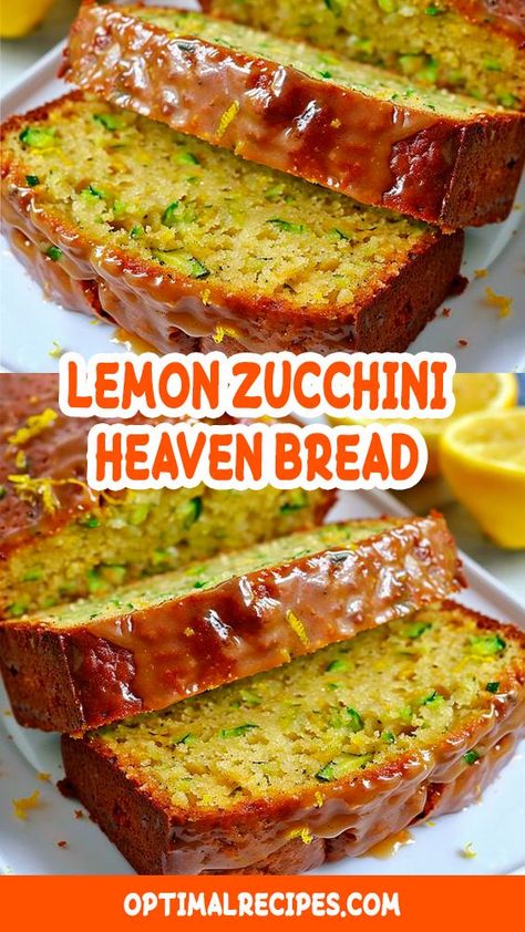 🍋✨ Craving a deliciously moist and zesty treat? Look no further! This Lemon Zucchini Heaven Bread is the perfect blend of fresh lemony goodness and tender zucchini. It's super easy to make and perfect for breakfast, a snack, or even dessert! Get ready to wow your taste buds and impress your family and friends with this irresistible recipe. Click to get the full recipe, save it for later, and share the joy of baking! #LemonZucchiniBread #MoistAndZesty #BakingHeaven #RecipeShare Zucchini Bread Muffins Recipes, Easy Zucchini Bread Recipes Quick, Lemon Zucchini Heaven Bread, Zucchini And Banana Bread Recipes, Zucchini Dessert Recipes Easy, Food With Lemon, Zuchini Baking Recipes Easy, Zuccinni Recipe Bread Easy, Healthy Yummy Food Easy Snacks Breakfast Recipes