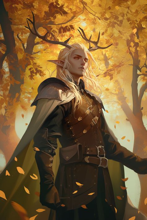 Knight Character Art Male, Godwyn The Golden, Dnd Feywild, Elves Aesthetic, Autumn Character, Elf Knight, Fallen Rose, Knight Rpg, Autumn Elf