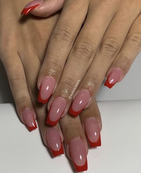 Red Tip Nails, Bday Nails, Hoco Nails, Baby Pink Nails, Plain Nails, Red Manicure, Working Hands, Pink Gel Nails, Natural Accessories