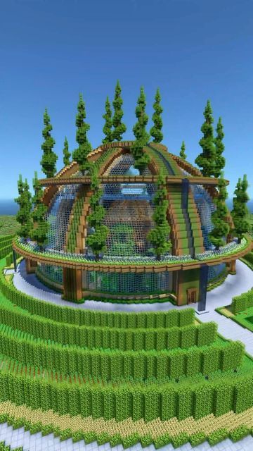 How To Build A Mountain In Minecraft, Minecraft Sunken Ship Build, Circular Minecraft Builds, Minecraft Circle Farm, Minecraft Circle Tower, Minecraft Circular Base, Minecraft Beta Builds, Solarpunk Minecraft Builds, Minecraft Big Base Ideas