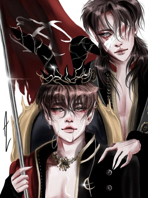 Hongjoong & Seonghwa Ateez Hongjoong Fanart, Dystopian Society, Hongjoong Seonghwa, Seonghwa Ateez, The Pirate King, Second Best, Kpop Fanart, K Idols, Kpop Idol