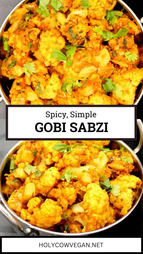 In this simple and delicious gobi sabzi, cauliflower florets simmer in a bath of pureed tomatoes spiced with garam masala, turmeric and kasoori methi. Vegan Cream Sauce, Healthy Keto Lunch, Kasoori Methi, Sweet Potato Vegan, Gobi Recipe, Gobi Recipes, Spicy Cauliflower, Keto Lunch Recipes, Turmeric Recipes