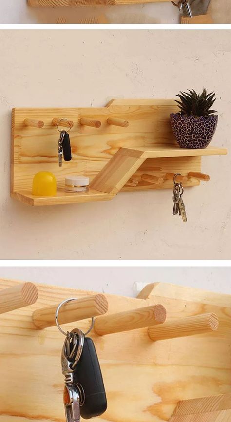 Beautiful Key Stand Ideas/ Key Chain Holder Wall Decor Key Stand Wooden, Wooden Key Holder Ideas, Key Holder Ideas Creative, Key Stand Ideas, Key Holder Ideas, Shelves Design Ideas, Key Stand, Modern Key Holder, Easy Small Wood Projects