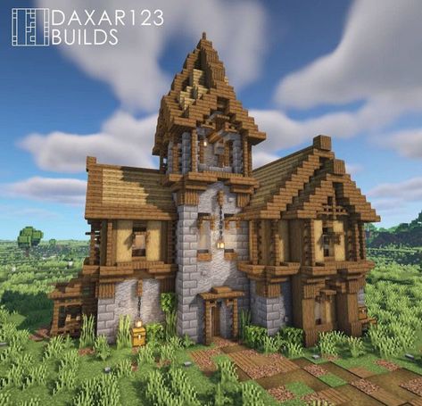 Minecraft House Castle, Minecraft Manor, Minecraft Medieval House, Minecraft Building Blueprints, Minecraft Kingdom, Minecraft Structures, Bangunan Minecraft, Minecraft Cottage, Minecraft Castle