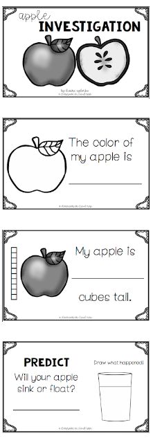 Apple Investigation Mini Book {Hands on Science} Apple Science or STEM activity to explore and investigate apples. Perfect for Fall or Autumn apple unit kick off! Apple Study for Kindergarten (K), First Grade (1st Grade, Grade 1), Second Grade (2nd Grade, Grade 2) or any grade recording observations as kid scientists! Works great as Science or STEM/STEAM Centers or Stations! Apple Investigation Preschool, Apple Investigation, Apple Study, Johnny Appleseed Activities, Apple Science, Apple Kindergarten, Apple Lessons, Fall Or Autumn, Apple Preschool