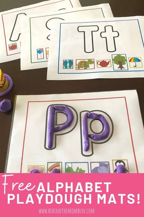 picture of free alphabet playdough mats Alphabet Playdough Mats, Mom Bun, Free Printable Alphabet, Playdough Activities, Abc Activities, Playdough Mats, Preschool Literacy, Letter Activities, Printable Alphabet