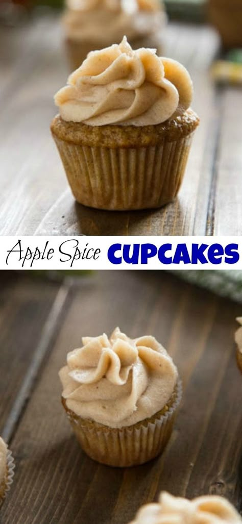 Spice Cake With Apples, Cupcakes For Fall, Cake With Apples, Apple Spice Cupcakes, Brown Sugar Frosting, Apple Spice Cake, Apple Cupcakes, Fall Cupcakes, Sugar Frosting