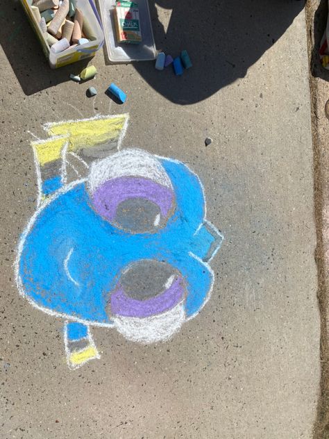 Sully Chalk Art, Easy Sidewalk Chalk Art Ideas Disney, Chalk Ideas Disney, Chalk Art Disney, Disney Chalk Art, Chalk Doodles, Driveway Chalk, Easy Chalk Drawings, Chalk Designs