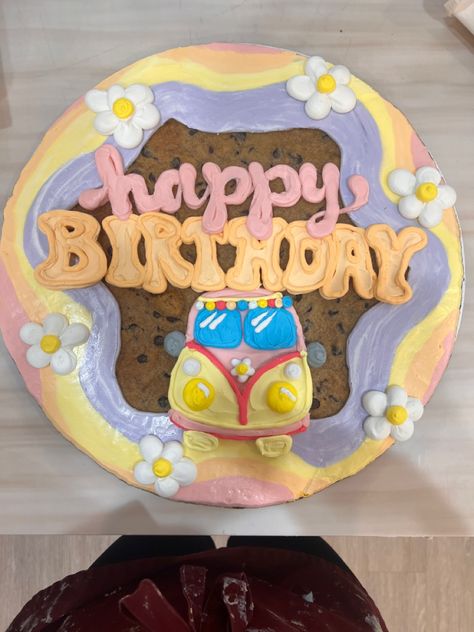 Groovy Cookie Cake, Cute Cookie Cake Designs Birthday, Cute Cookie Cake Designs, Cookie Cake Designs, Cookie Cakes, Baddie Outfit, Diy Cake Decorating, Retro Theme, Cake Designs Birthday