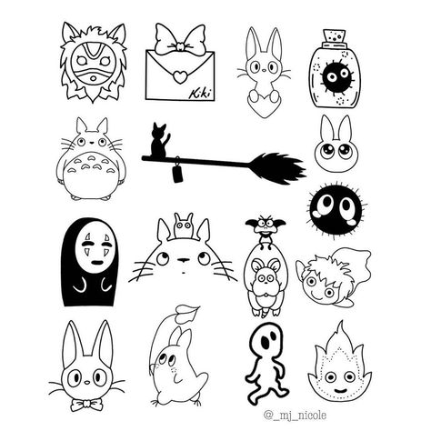 Acab Tattoo, Tatuaje Studio Ghibli, Flash Tats, Studio Ghibli Tattoo, Ghibli Tattoo, Manga Tattoo, Cute Little Tattoos, Cute Tiny Tattoos, Tattoo Art Drawings