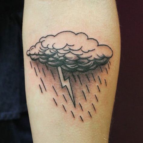 Rainy Cloud Tattoo, Cloud Tattoos For Men, Tattoo Rain, Cloud Tattoos, Cloud Tattoo Design, Rain Tattoo, Storm Tattoo, Etching Tattoo, Planet Tattoos