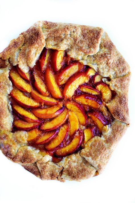 Nectarine Puff Pastry Recipes, Summer Galette, Easy Fruit Galette, Rustic Galette, Nectarine Tart, Nectarine Galette, Galette Recipes, Flakey Pie Crust, Caramelized Onions And Mushrooms