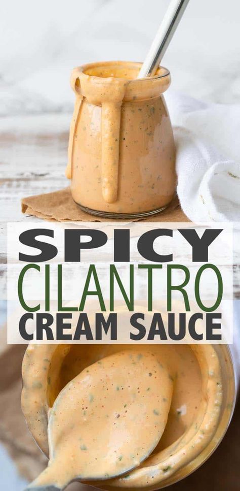 Cilantro Cream Sauce, Mexican Sauce, Cilantro Lime Sauce, Cilantro Sauce, Salad Dressing Recipes Homemade, Taco Sauce, Lime Sauce, Vegan Sauces, Homemade Sauce