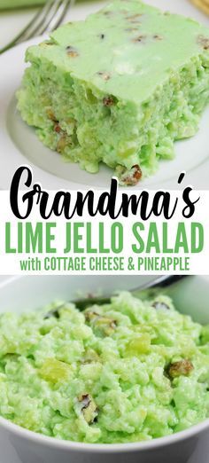 Lime Green Jello Salad, Cottage Cheese Pineapple, Lime Jello Salad, Recipe With Cottage Cheese, Green Jello Salad, Lime Jello Salads, Salad Macaroni, Congealed Salad, Cottage Cheese Salad