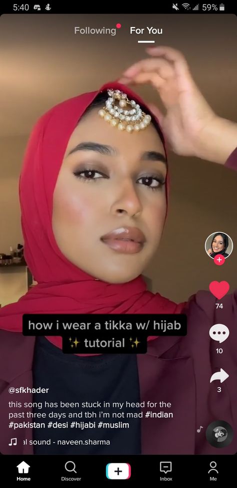 Tikka With Hijab, Hijab With Tikka, Stuck In My Head, Hijab Tutorial, Hijab Fashion, Modest Fashion, The Past, Hair Styles, Hair