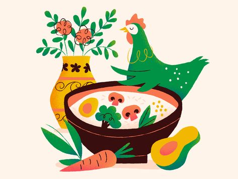 Food Illustration Art, Inspirational Illustration, Collage Vintage, Illustration Food, Food Stickers, School Food, Food Drawing, Baby Chicks, Retro Illustration