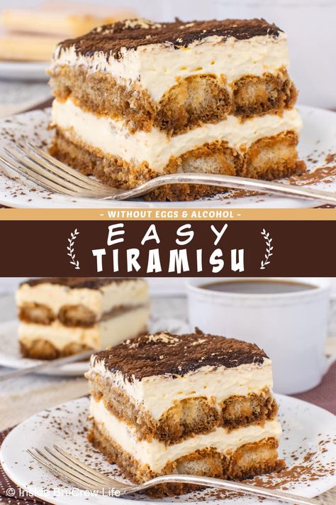 Dessert No Eggs, Tiramisu Recipe Without Eggs, Easy Tiramisu, Easy Tiramisu Recipe, Small Batch Baking, Donut Dessert, Creamy Pudding, Coffee Flavors, Cookie Recipes Unique