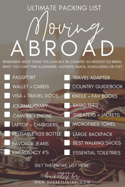 Ultimate Packing Guide for Moving Abroad (+ Checklist) | Bucketlist Bri www.bucketlistbri.com #packing #traveling #studyabroad #moving Abroad Packing List, Moving Countries, Going Abroad, Ultimate Packing List, International Move, Moving Abroad, Moving Overseas, Life Planning, Moving Checklist