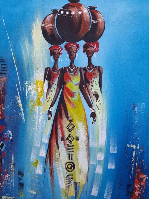 African Abstract Art, Ghana Art, African Wall Decor, African Drawings, African Vibes, Africa Art Design, African Ladies, Abstract Wall Art Painting, Painting For Home Decor