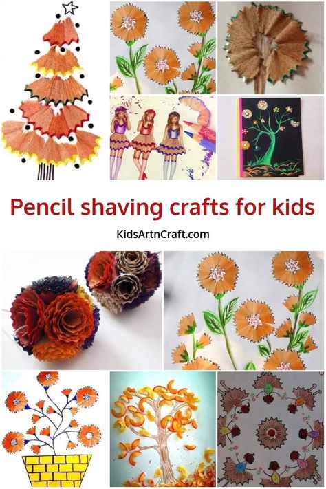 Pencil Shaving Crafts for Kids Check more at https://www.kidsartncraft.com/pencil-shaving-crafts-for-kids/ Pencil Sharpener Waste Art, Pencil Shaving Art Creative, Pencil Shaving Art For Kids, Pencil Waste Craft, Pencil Shavings Craft, Pencil Shaving Art, Art And Crafts For Kids, Art And Craft For Kids, Craft Fish