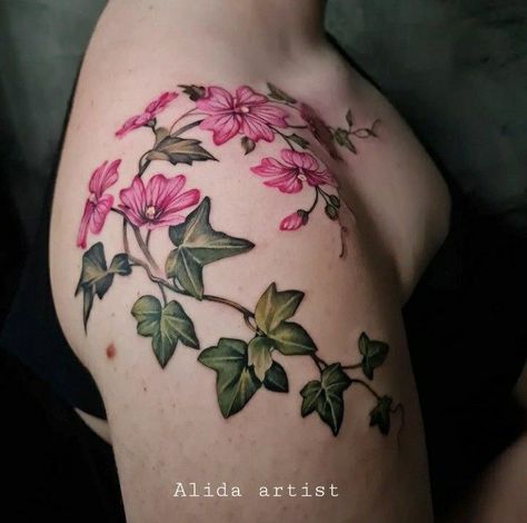 Vine Chest Tattoo, Metamorphosis Tattoo, Botanical Tattoo Design, Flower Vine Tattoos, Ivy Tattoo, Mastectomy Tattoo, Green Tattoos, Nouveau Tattoo, Flower Tattoo Ideas