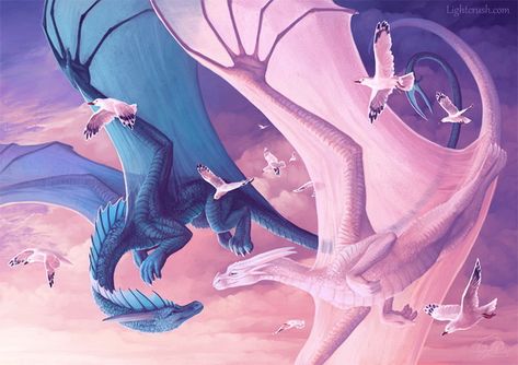 Flying Creatures by Jenna Vincent | Art and Design Dragon Couple, Flying Art, Vincent Art, Dragon's Lair, Dragon Decor, Mythical Animal, Beautiful Dragon, Dragon Pictures, Dragon Wings