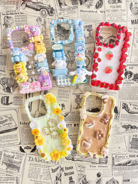 Diy Phone Case Cream Glue, Cream Gel Phone Case, Decoden Case Ideas, Cream Diy Phone Case, Cream Glue Ideas, Cream Glue Phone Case Ideas, Decoden Cream Phone Case, Decoden Phone Case Aesthetic, Deco Den Phone Case