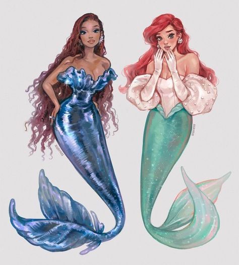 Art Zine, Disney Princess Fan Art, Disney Fanart, Afrique Art, Images Disney, Mermaid Drawings, Disney Princess Drawings, Halle Bailey, Disney Artwork