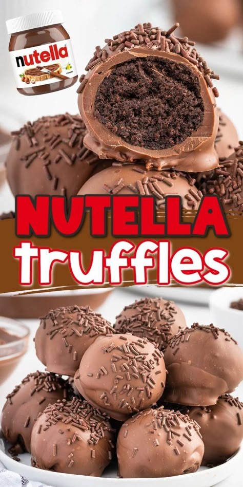 Nutella Truffles Recipe, Easy Nutella Desserts No Bake, No Bake Brownie Truffles, Foods With Nutella, Cookie Truffles No Bake, Easy To Make Cake Pops, Nutella No Bake Recipes, No Bake Oreo Truffles, Dessert Truffle Recipes