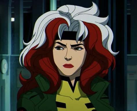 Rouge Icon Xmen, Rouge Pfp Xmen, Rouge Hair Xmen, Rogue X Men 97, X Men 97 Rogue, Rogue Xmen Hair, Rogue Xmen Icon, Red Haired Cartoon, Rogue Xmen 97