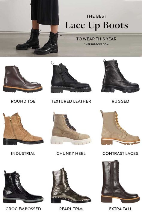 best-lace-up-boots Lace Up Boots Aesthetic, Lace Up Boots Outfit Winter, Zara Chunky Boots, Lace Up Boots Outfit, Boots For Women Outfits, Lace Up Boot Outfit, Combat Boots For Women, Best Chelsea Boots, Brown Lace Up Boots