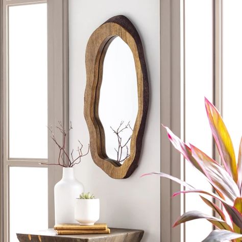 Natural Mirrors, Statement Art Pieces, Mirror Bed, Modern Wall Mirror, Statement Art, Wood Mirror, Natural Wood Frames, Live Edge, The Edge