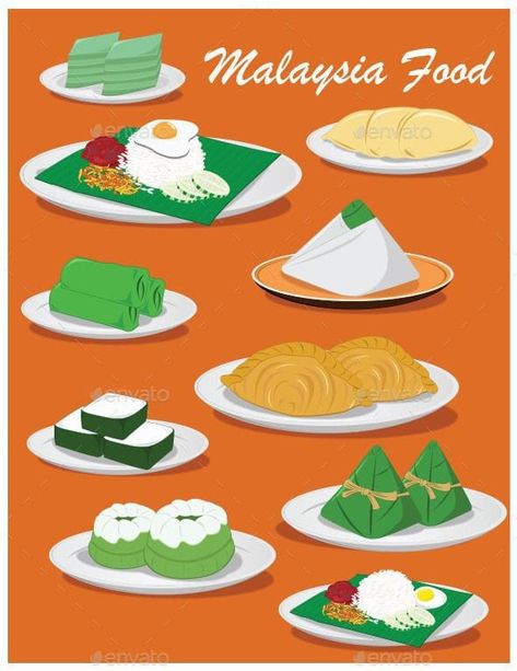 Kuih Illustration, Doodle Merdeka, Malaysian Culture, Curry Puff, Kuih Lapis, Malaysia Food, Food Illustration Design, Travel Malaysia, Malay Food