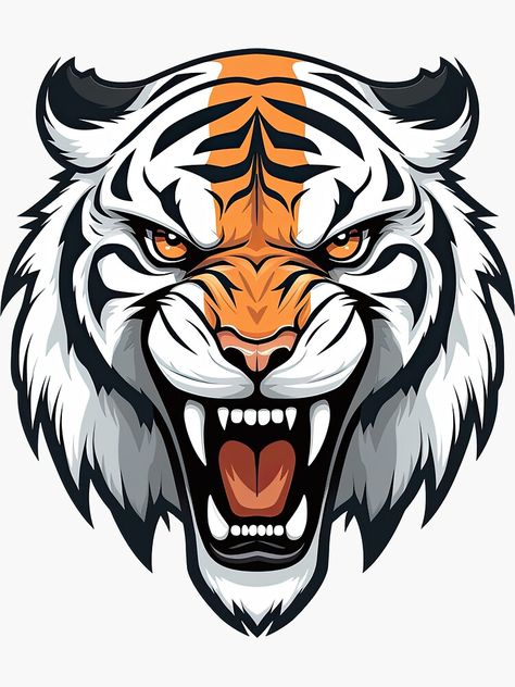 Tiger Vector Art, Easy Tiger Drawing, Tiger Logo Design, Tiger Outline, Logo Tiger, Tiger Cartoon, Tiger Sticker, Tiger Vector, Tiger Drawing