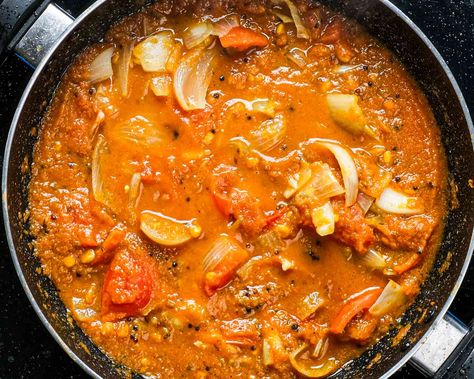 Curry With Tomatoes, Tomato Curry Recipe, Onions And Tomatoes, Black Mustard Seeds, Tomato Curry, Mustard Seeds, Plum Tomatoes, Serious Eats, Curry Recipe