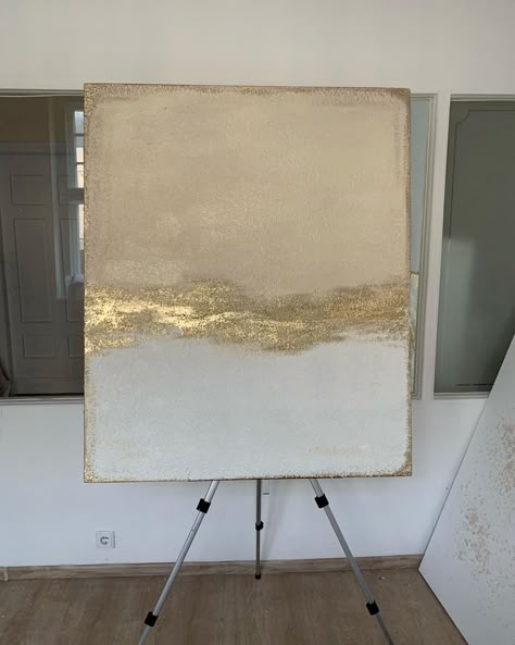 Golden Abstract Painting, Leaf Aesthetic, Canvas Art Painting Abstract, Neutral Artwork, Gold Abstract Painting, Artwork Decor, Wall Art Neutral, Soyut Sanat Tabloları, Gold Wall Art