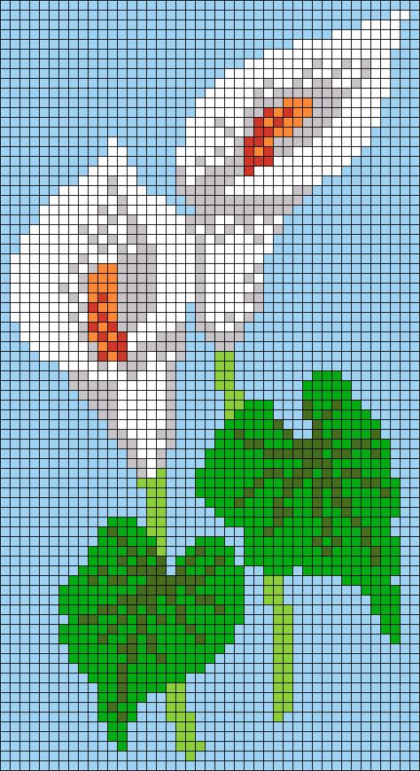 Flower Pixel Grid, Tapestry Crochet Flower, Alpha Patterns Flower, Flower Pixel Art Grid, Flower Grid Pattern, Flowers Pixel Art, Calla Lily Flower, Autumn Cross Stitch Patterns, Cross Stitch Pattern Maker