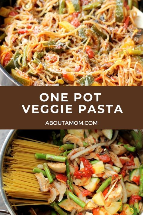 One Pot Loaded Veggie Pasta is simple to prepare and loaded with healthy veggies. This one pot meal is the perfect dish to prepare on busy weeknights with your favorite salad recipes. Veggie Pasta, Pasta Dinner Recipes, Healthy Veggies, Fun Easy Recipes, Spaghetti Recipes, Tasty Bites, One Pot, Freezer Meals, One Pot Meals