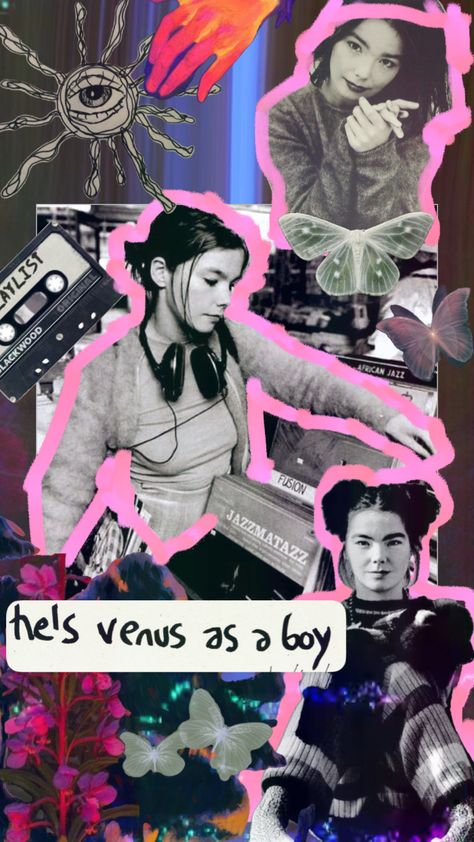 Bjork Wallpaper, Bjork Debut, Venus As A Boy, Inspo Poses, Music Collage, E Boy, 90s Music, Music Artwork, She Song