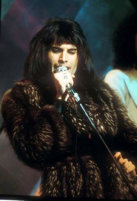 Freddie Mercury - Queen Killer Queen, Freddie Mercury, A Man, Long Hair, Fur Coat, Singing, Queen, Hair