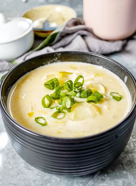 In these step-by-step instructions, you'll learn how to make Instant Pot Chunky Potato leek soup, what type of potato to use, and how to make the best one yet. Hope you enjoy it! Instant Pot Potato Leek Soup, Potato Leek Soup Instant Pot, Leeks Soup Recipes, Air Fryer Recipes Appetizers, Soup Instant Pot, Yukon Potatoes, Types Of Potatoes, Potato Leek, Potato Leek Soup