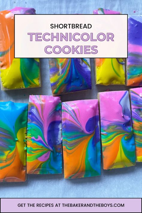 These fun and ultra delicious cookies are so fun to make and taste even better! They come together very quickly and just need to be given several hours to set completely before eating and sharing. Feel free to eat these without the icing (and related setting time)- they’re incredible on their own! Technicolor Cookies, Delicious Cookies, Gel Food Coloring, Oranges And Lemons, Shortbread Cookies, Yummy Cookies, Salted Butter, Cookie Bars, Come Together