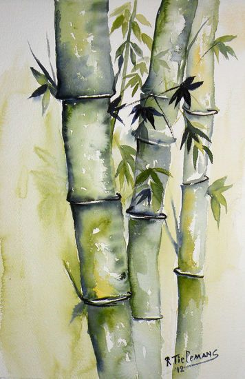 Bamboo Art, Watercolor Paintings For Beginners, Bamboo Tree, Watercolour Inspiration, Watercolor Paintings Easy, Watercolor Painting Techniques, Watercolor Flower Art, 수채화 그림, Watercolor Landscape Paintings